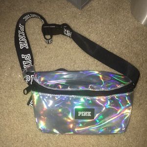 vs pink holographic fanny pack (nwot)